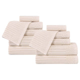 Soho Ribbed Cotton Absorbent Medium Weight 12 Piece Towel Set
