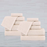 Soho Ribbed Cotton Absorbent Medium Weight 12 Piece Towel Set