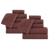 Soho Ribbed Cotton Absorbent Medium Weight 12 Piece Towel Set