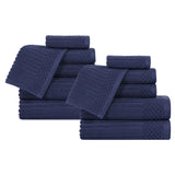Soho Ribbed Cotton Absorbent Medium Weight 12 Piece Towel Set