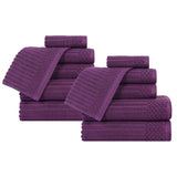 Soho Ribbed Cotton Absorbent Medium Weight 12 Piece Towel Set