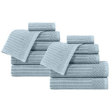 Soho Ribbed Cotton Absorbent Medium Weight 12 Piece Towel Set