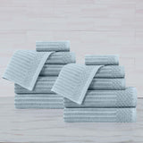 Soho Ribbed Cotton Absorbent Medium Weight 12 Piece Towel Set