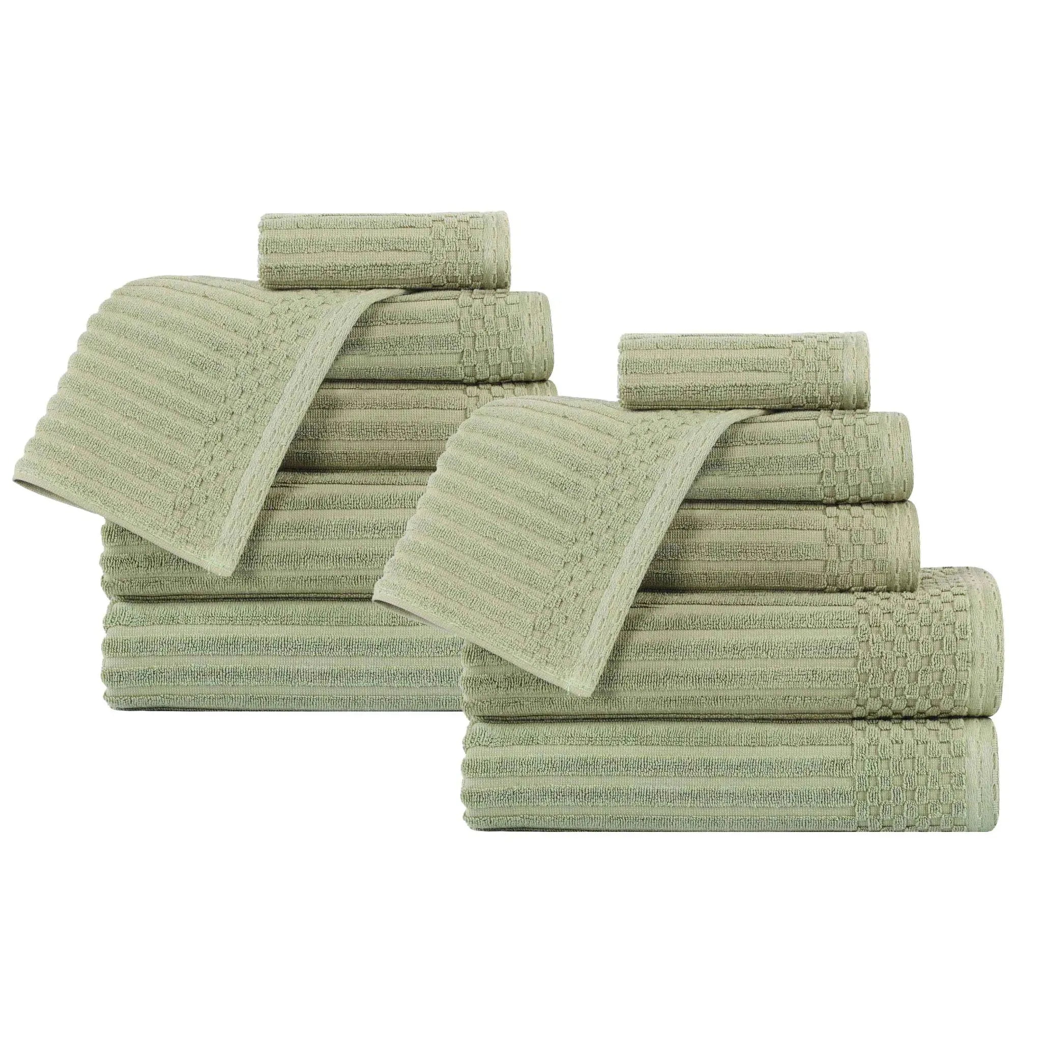 Soho Ribbed Cotton Absorbent Medium Weight 12 Piece Towel Set