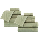 Soho Ribbed Cotton Absorbent Medium Weight 12 Piece Towel Set