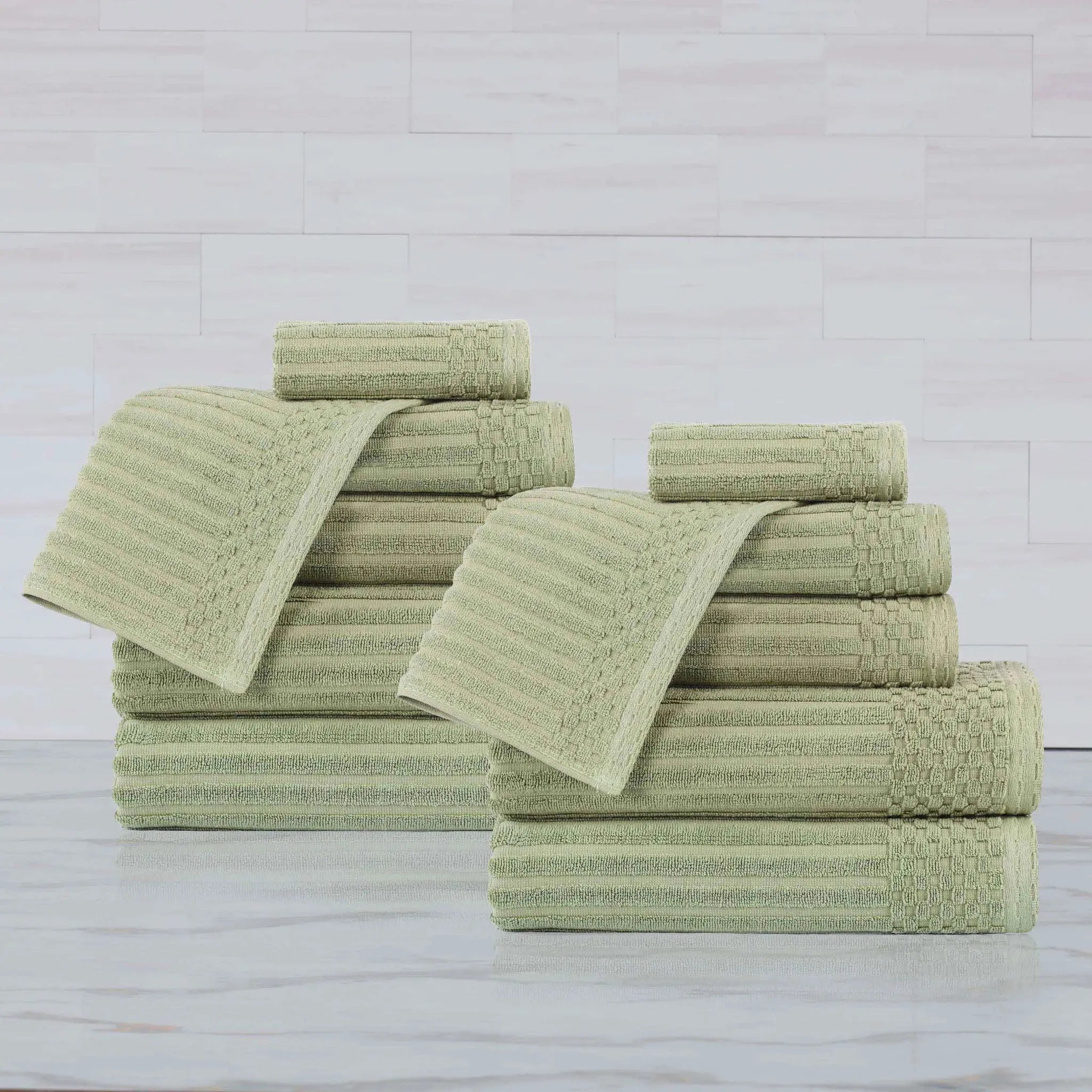 Soho Ribbed Cotton Absorbent Medium Weight 12 Piece Towel Set