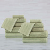 Soho Ribbed Cotton Absorbent Medium Weight 12 Piece Towel Set