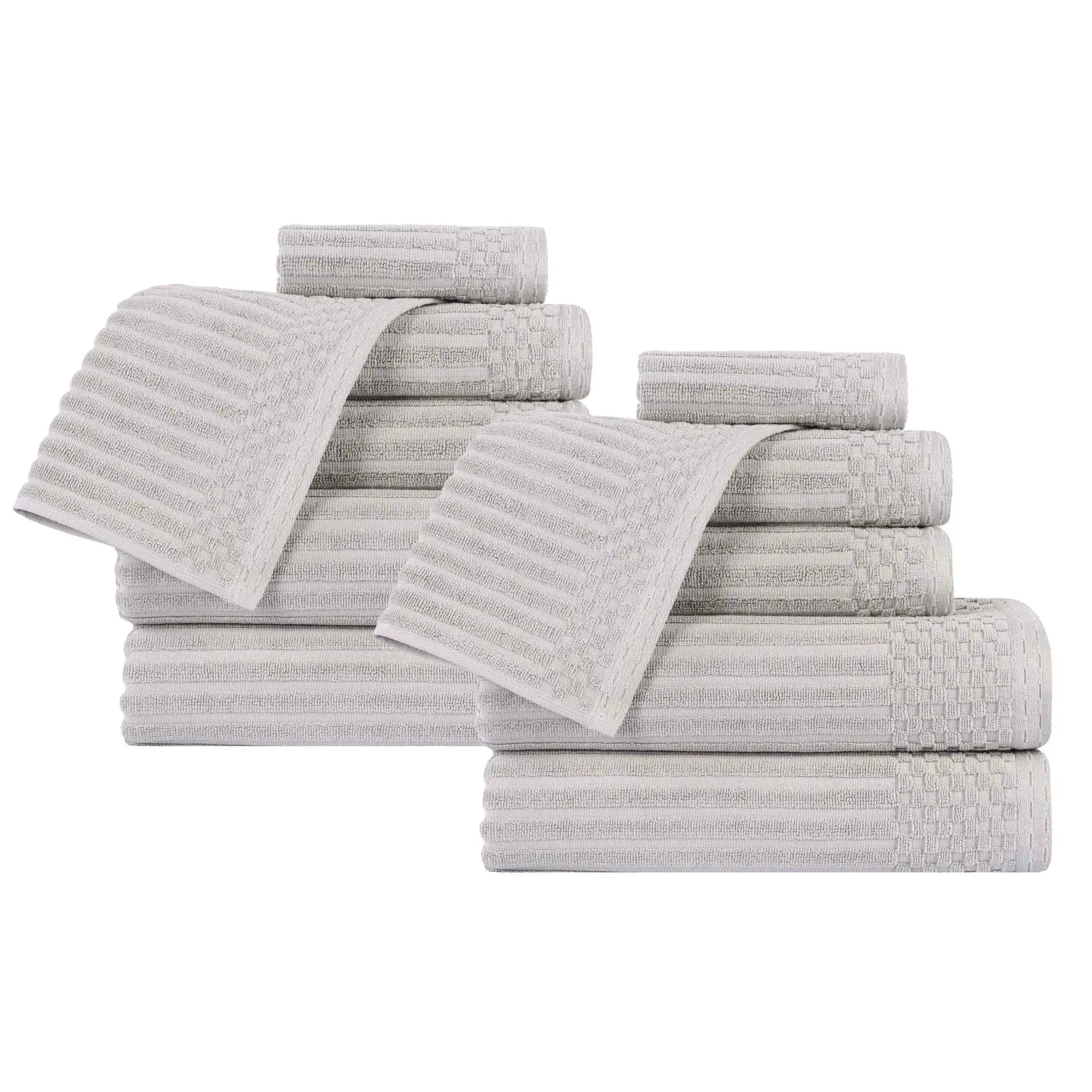Soho Ribbed Cotton Absorbent Medium Weight 12 Piece Towel Set