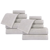 Soho Ribbed Cotton Absorbent Medium Weight 12 Piece Towel Set