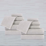 Soho Ribbed Cotton Absorbent Medium Weight 12 Piece Towel Set