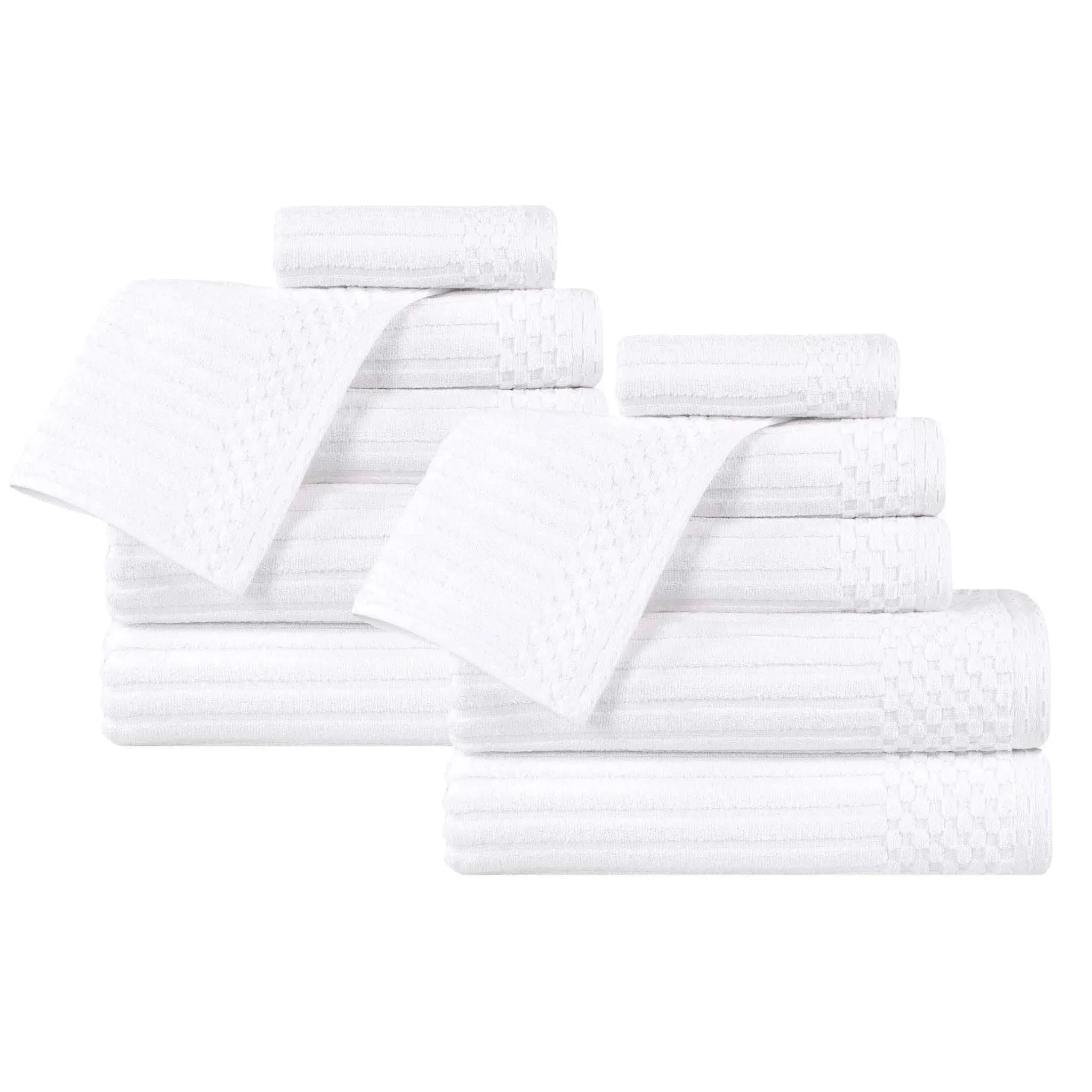 Soho Ribbed Cotton Absorbent Medium Weight 12 Piece Towel Set