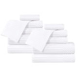 Soho Ribbed Cotton Absorbent Medium Weight 12 Piece Towel Set