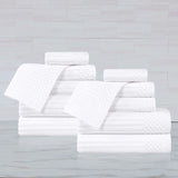 Soho Ribbed Cotton Absorbent Medium Weight 12 Piece Towel Set