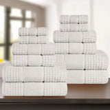 Zero Twist Cotton Waffle Towel Set 12-Piece - Napa