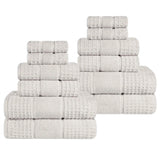 Zero Twist Cotton Waffle Towel Set 12-Piece - Napa