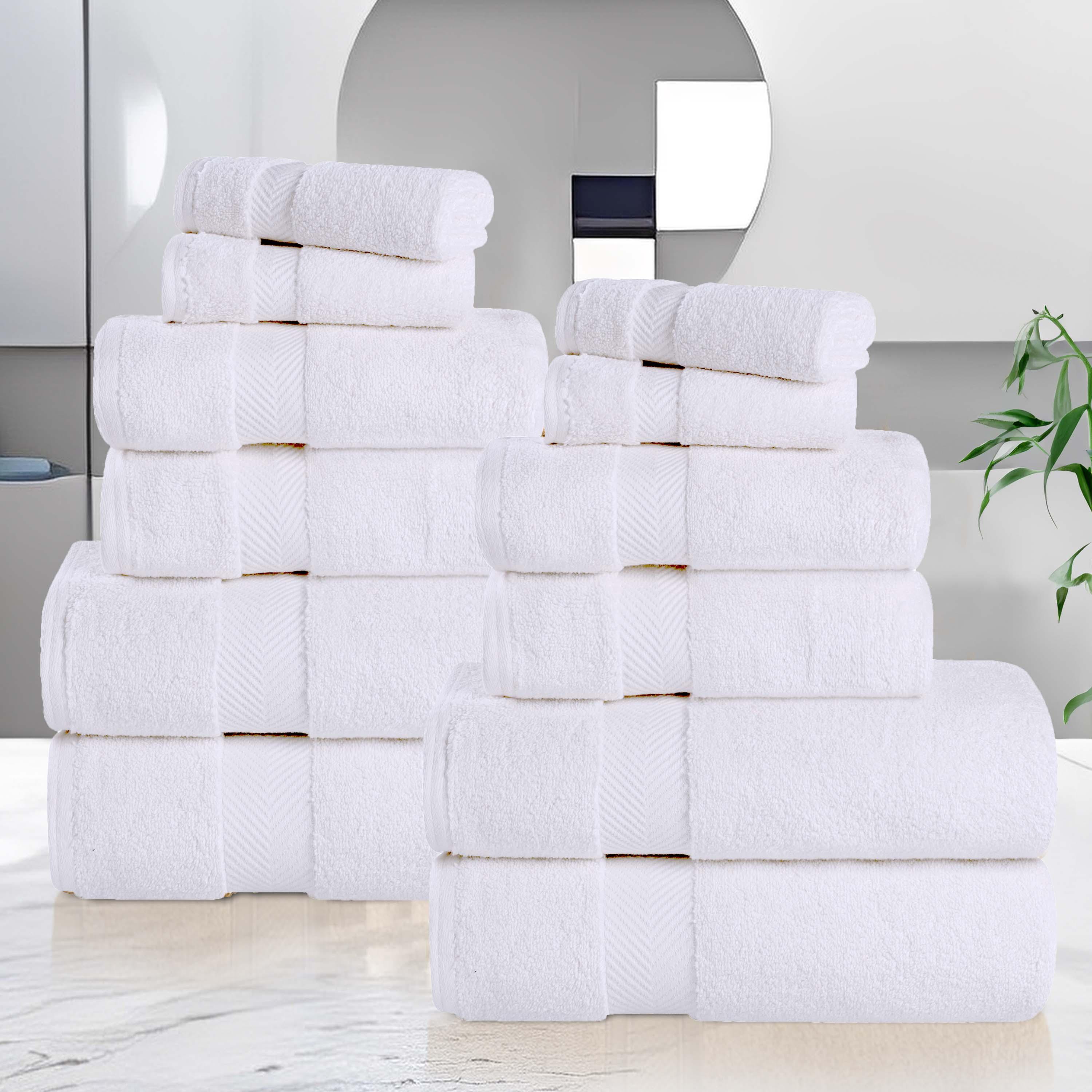 Zero Twist Cotton Ultra-Soft Absorbent Assorted 12 Piece Towel Set