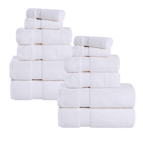 12-Piece Set, 100% Cotton Bathroom Towels, Zero Twist