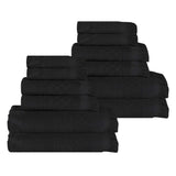 Rolla Cotton Geometric Jacquard Plush Soft Absorbent 12 Piece Towel Set