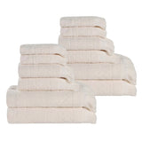 Rolla Cotton Geometric Jacquard Plush Soft Absorbent 12 Piece Towel Set
