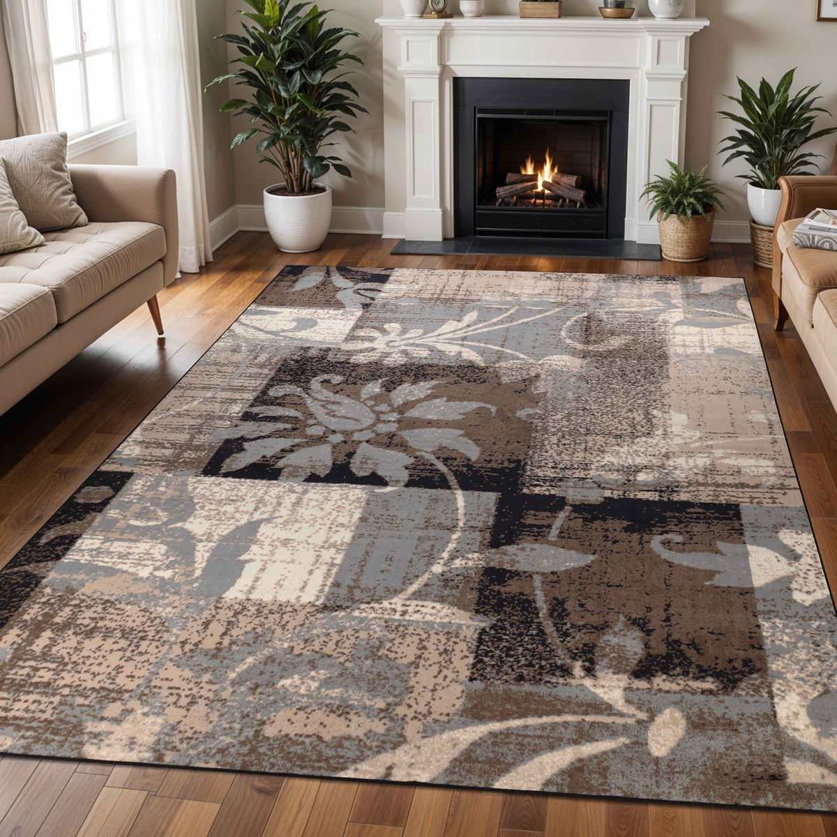 Pastiche Contemporary Floral Patchwork Indoor Area Rug or Runner