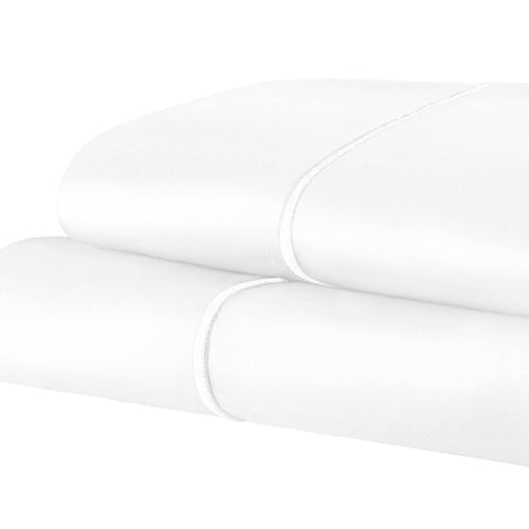 Egyptian Cotton 1500 Thread Count Pillowcases - Set of 2 - Embroidered Marrow Stitch Hem
