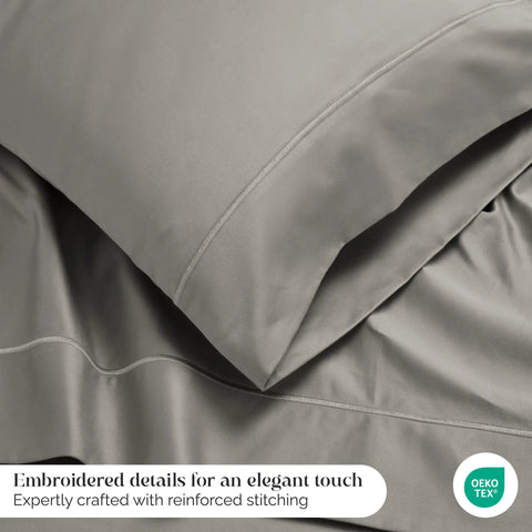 Egyptian Cotton 1500 Thread Count Pillowcases - Set of 2 - Embroidered Marrow Stitch Hem