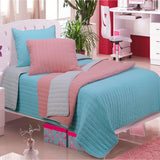 Brandon Cotton Embroidered Solid Reversible Striped Quilt Set