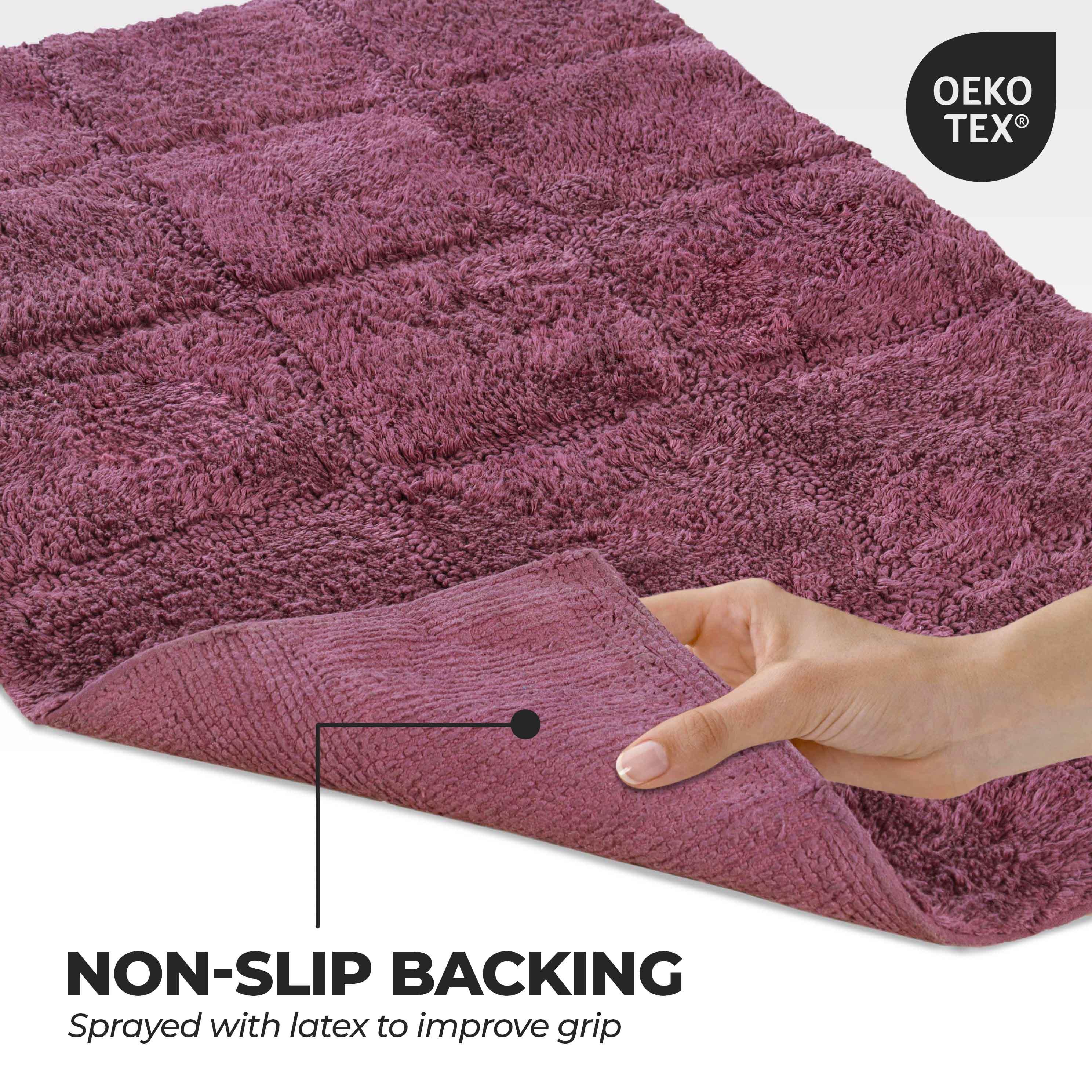 Cotton Checkers Geometric Non-Skid Washable 2 Piece Bath Rug Set