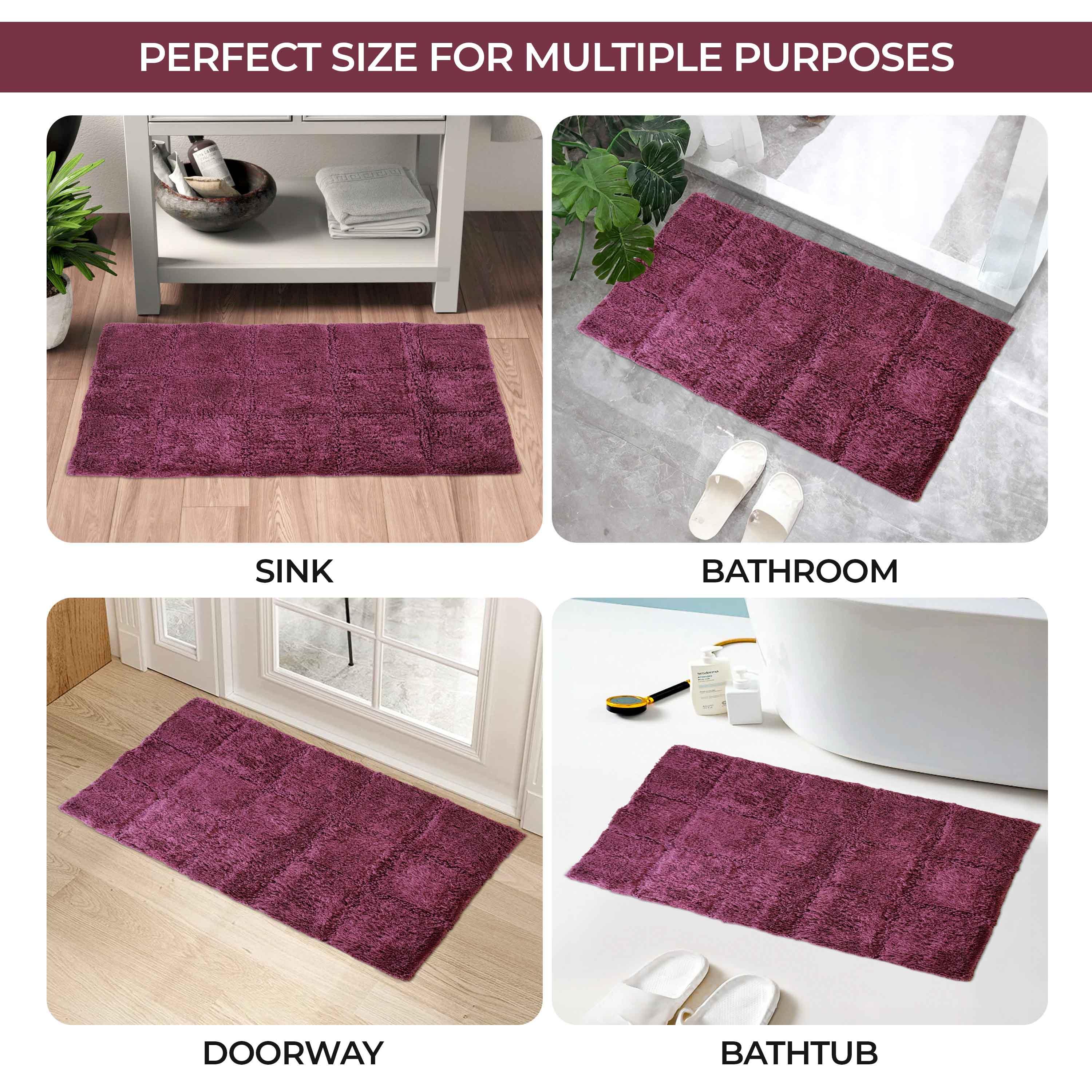 Cotton Checkers Geometric Non-Skid Washable 2 Piece Bath Rug Set