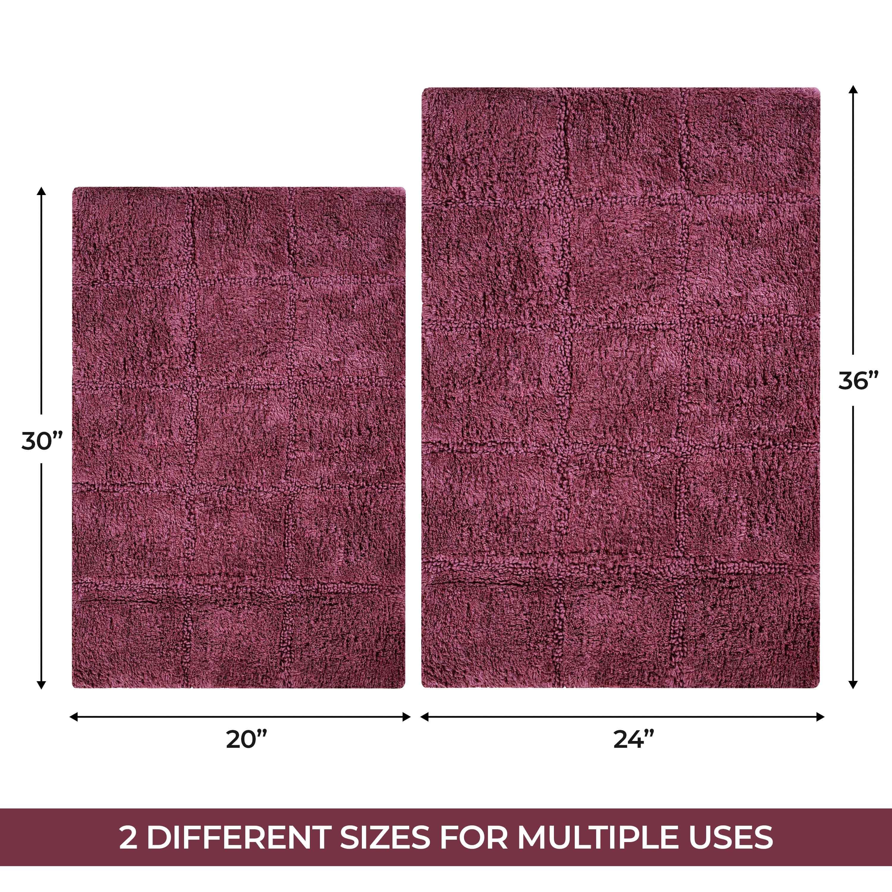 Cotton Checkers Geometric Non-Skid Washable 2 Piece Bath Rug Set