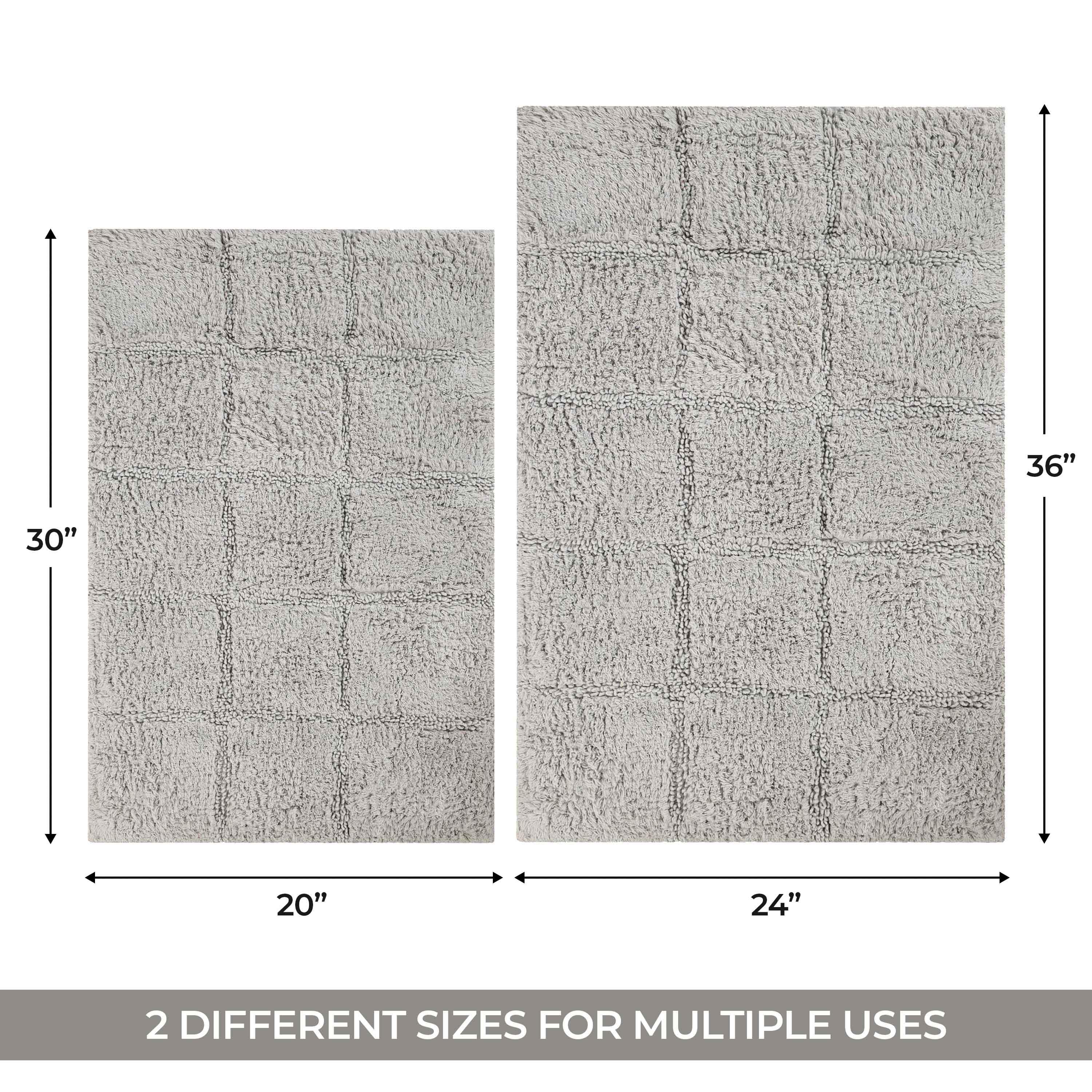 Cotton Checkers Geometric Non-Skid Washable 2 Piece Bath Rug Set