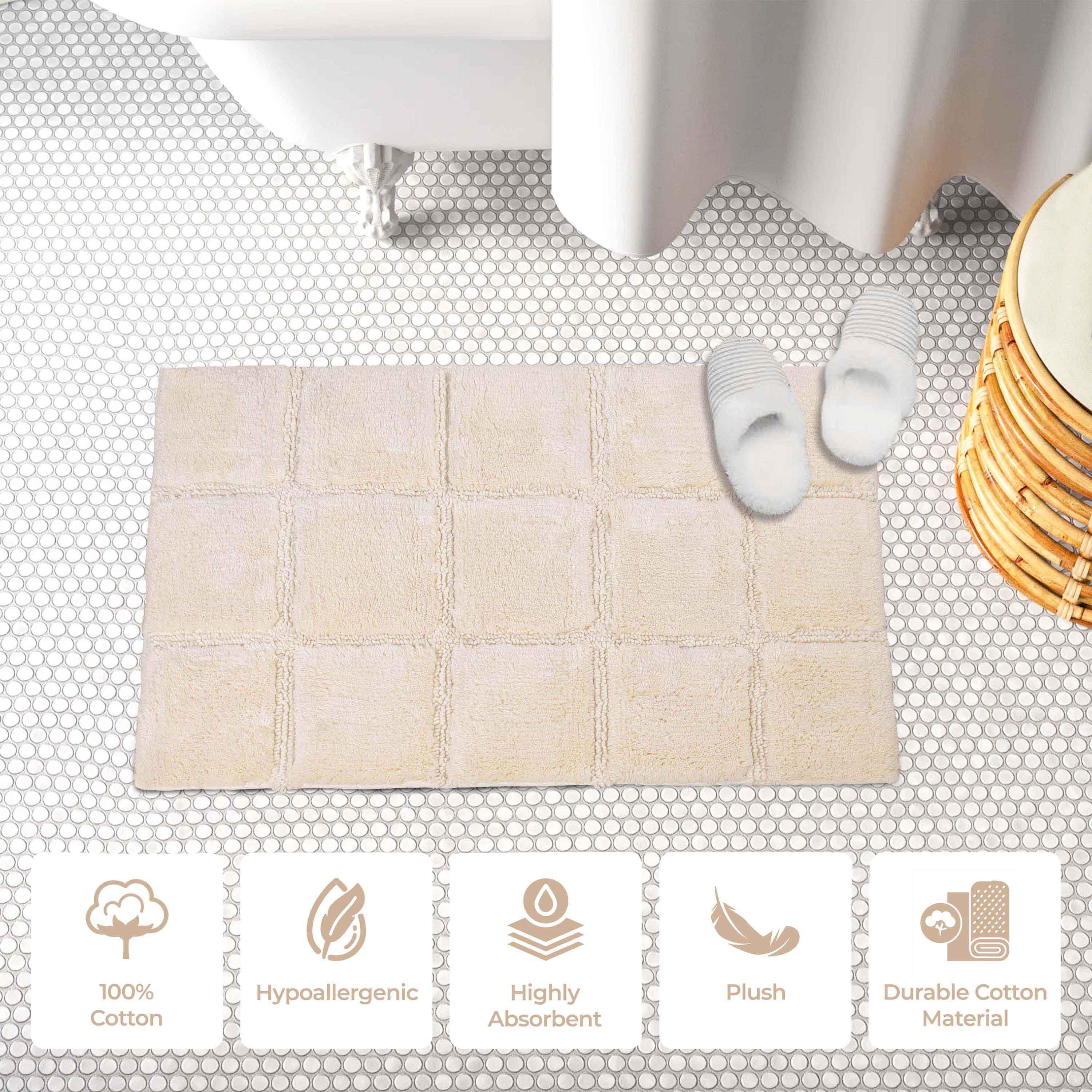 Cotton Checkers Geometric Non-Skid Washable 2 Piece Bath Rug Set