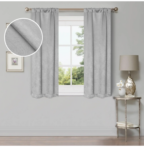 Blackout Window Curtains Waverly Geometric Room Darkening Washable Set of 2