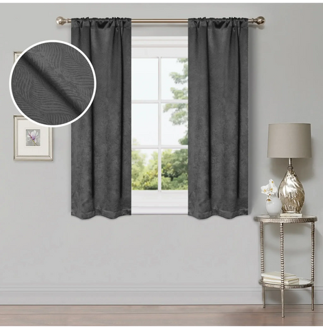 Blackout Window Curtains Waverly Geometric Room Darkening Washable Set of 2