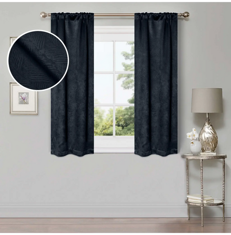 Blackout Window Curtains Waverly Geometric Room Darkening Washable Set of 2
