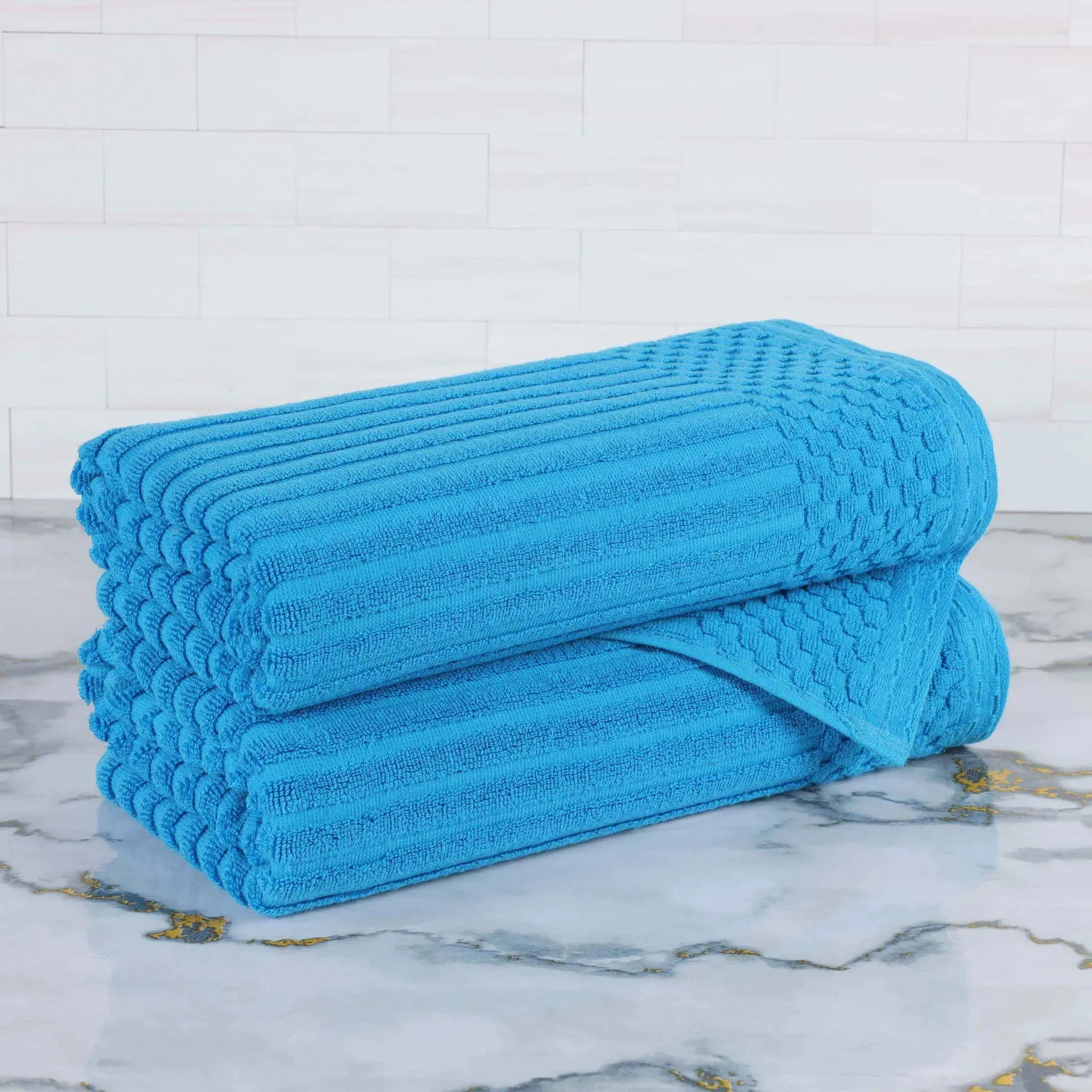 Cotton Rib Textured Ultra-Absorbent Bath Towel Set of 2