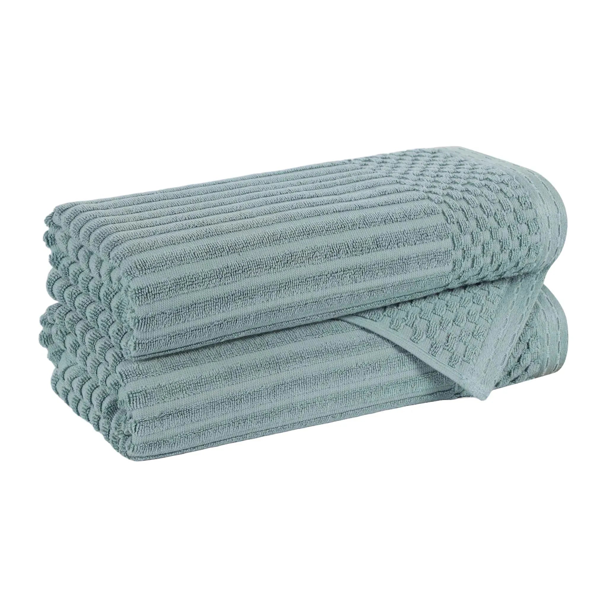 Cotton Rib Textured Ultra-Absorbent Bath Towel Set of 2
