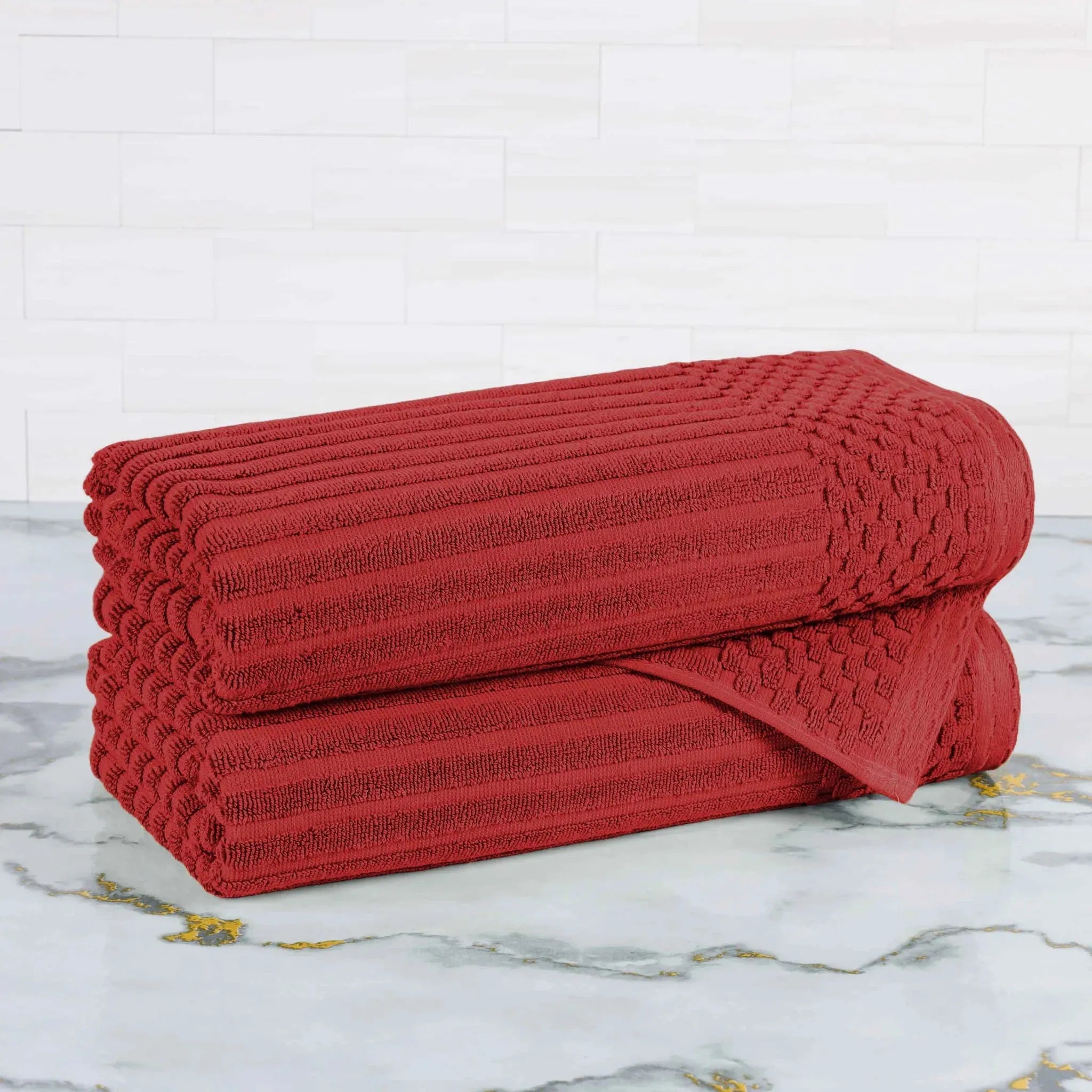Cotton Rib Textured Ultra-Absorbent Bath Towel Set of 2
