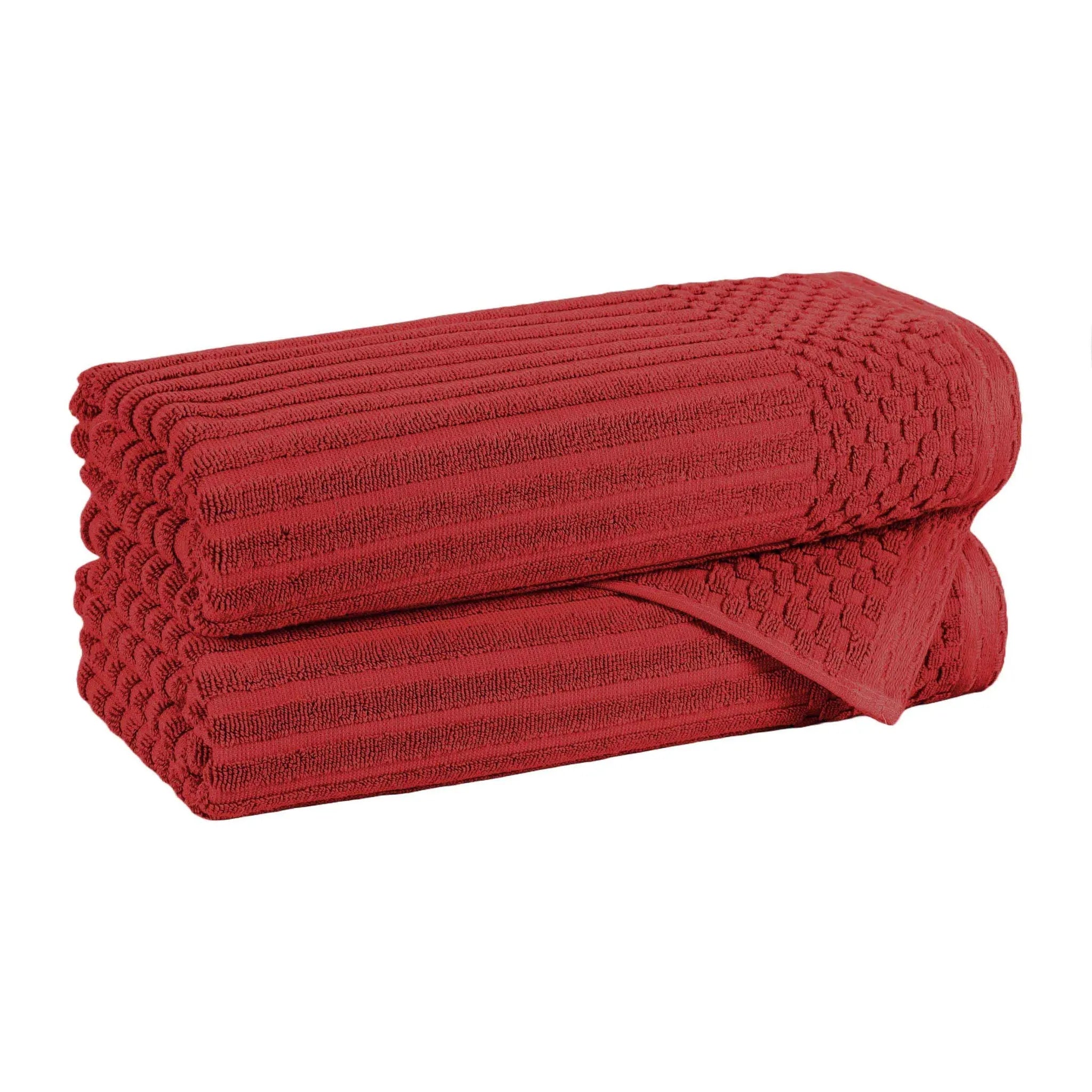 Cotton Rib Textured Ultra-Absorbent Bath Towel Set of 2