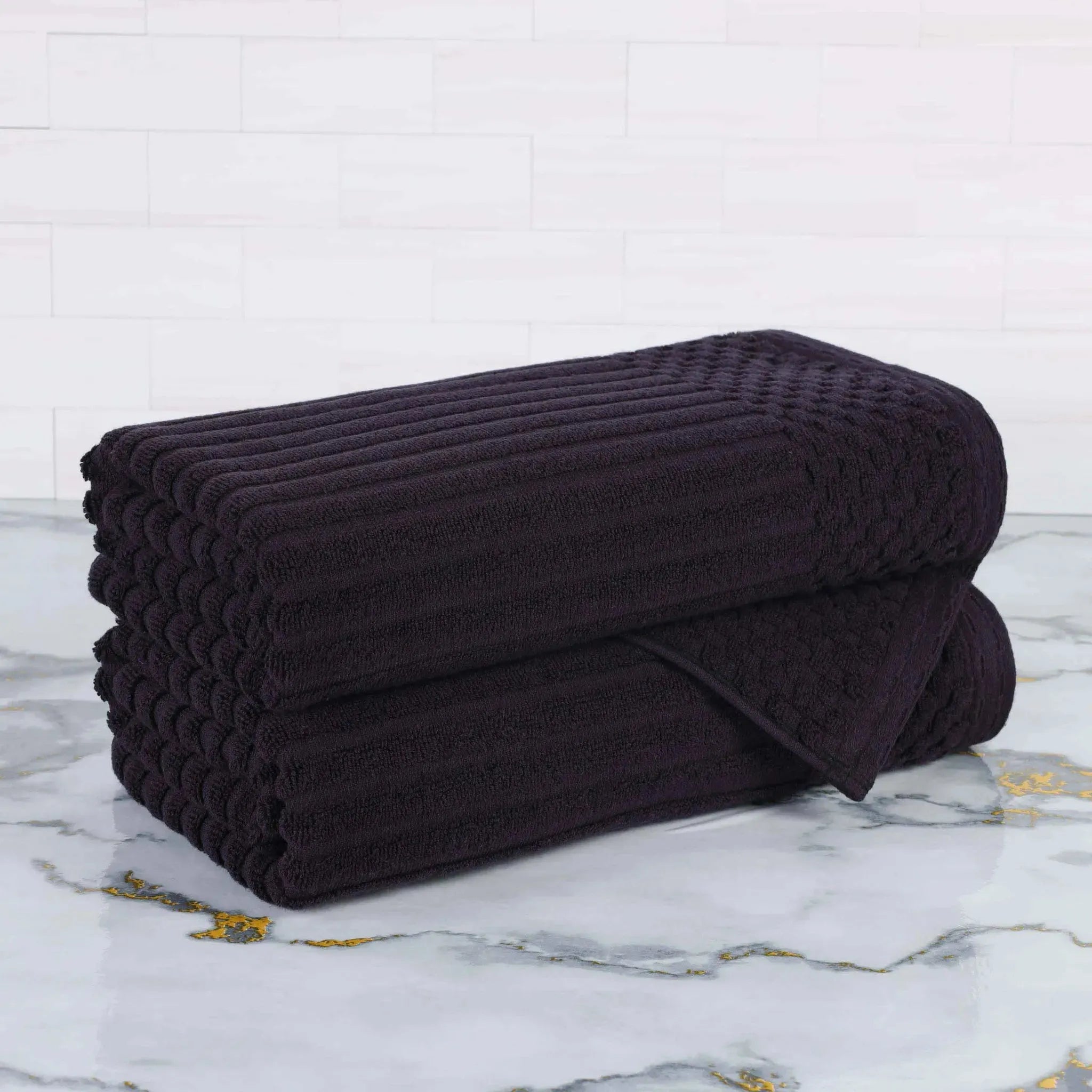 Cotton Rib Textured Ultra-Absorbent Bath Towel Set of 2
