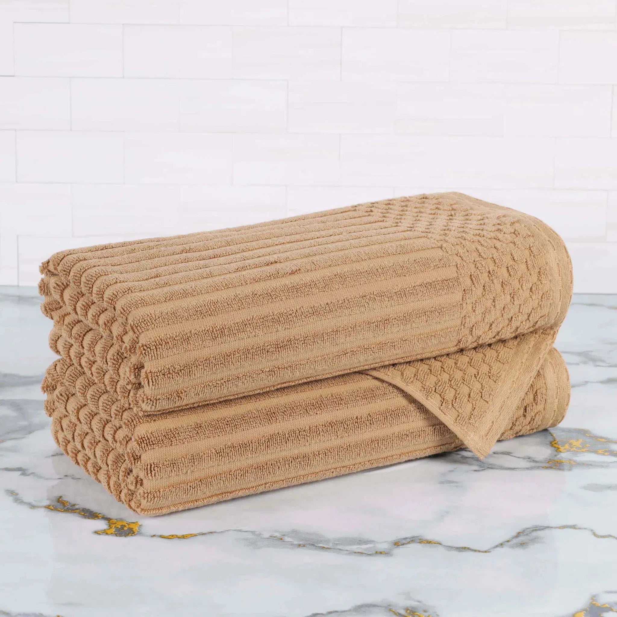 Cotton Rib Textured Ultra-Absorbent Bath Towel Set of 2