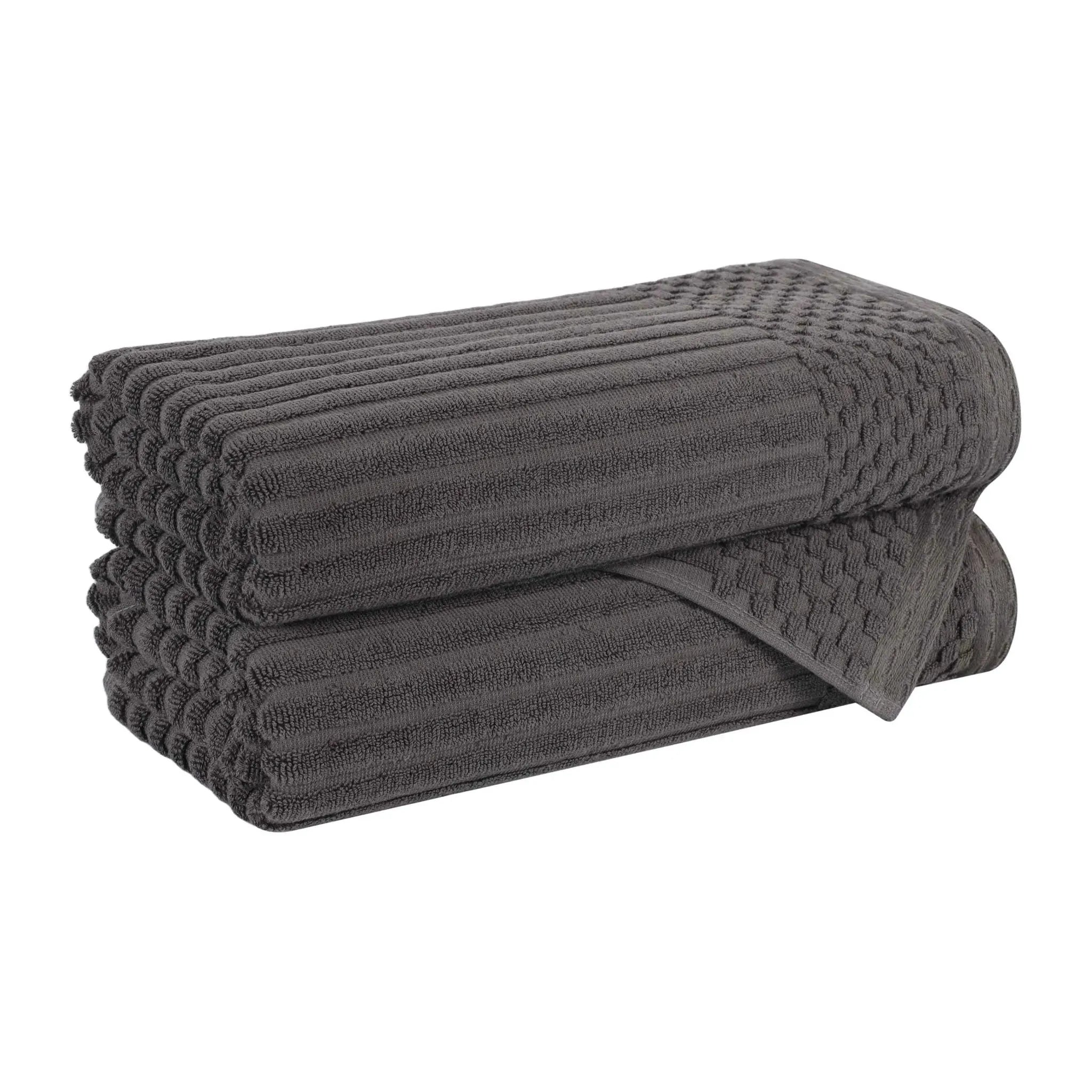 Cotton Rib Textured Ultra-Absorbent Bath Towel Set of 2