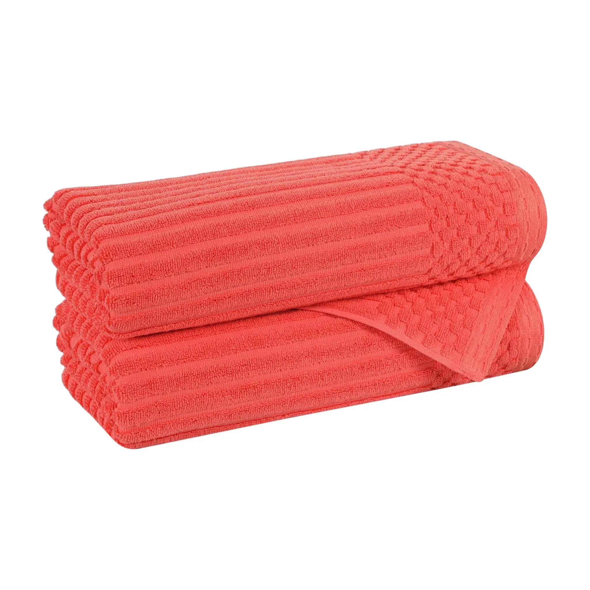 Cotton Rib Textured Ultra-Absorbent Bath Towel Set of 2