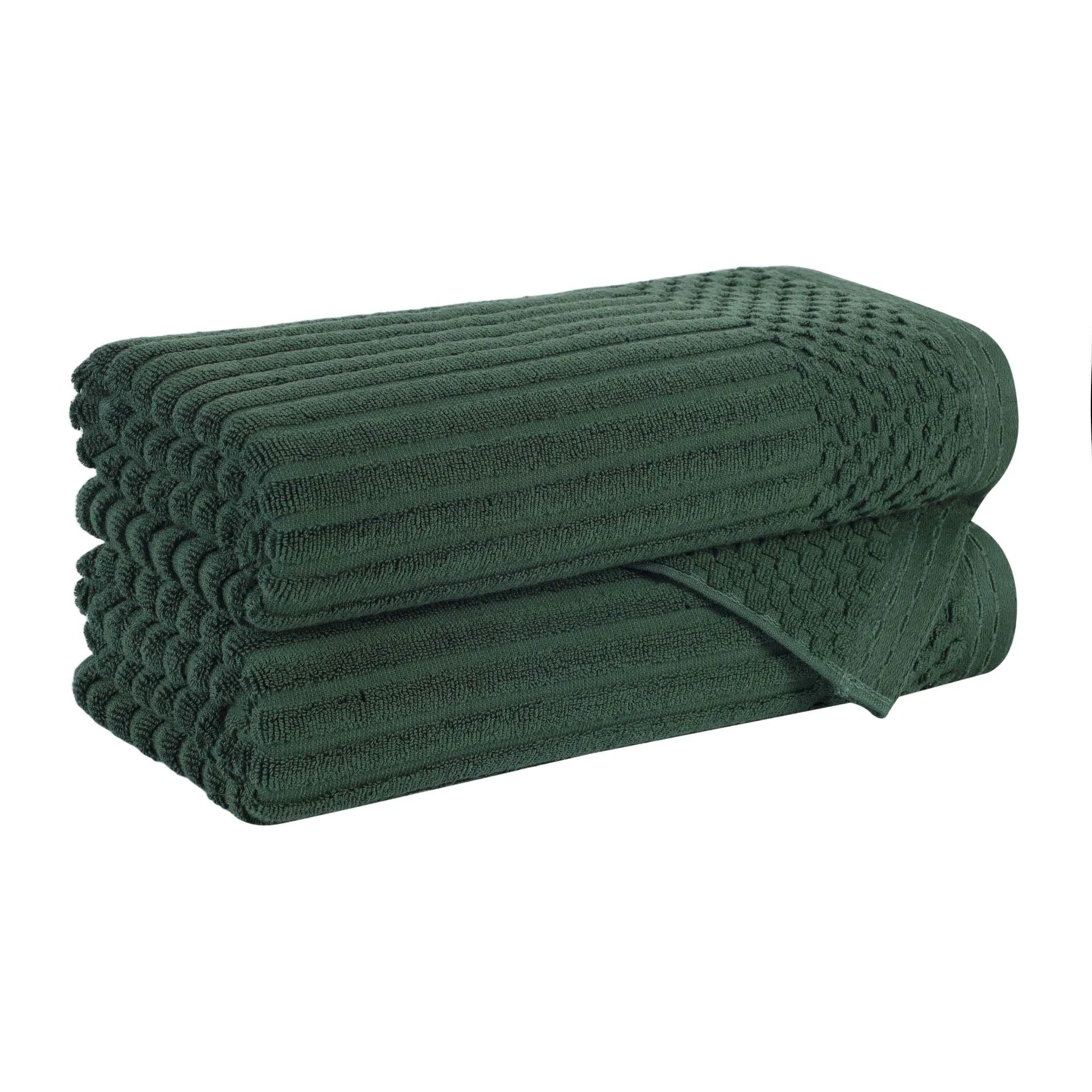 Cotton Rib Textured Ultra-Absorbent Bath Towel Set of 2