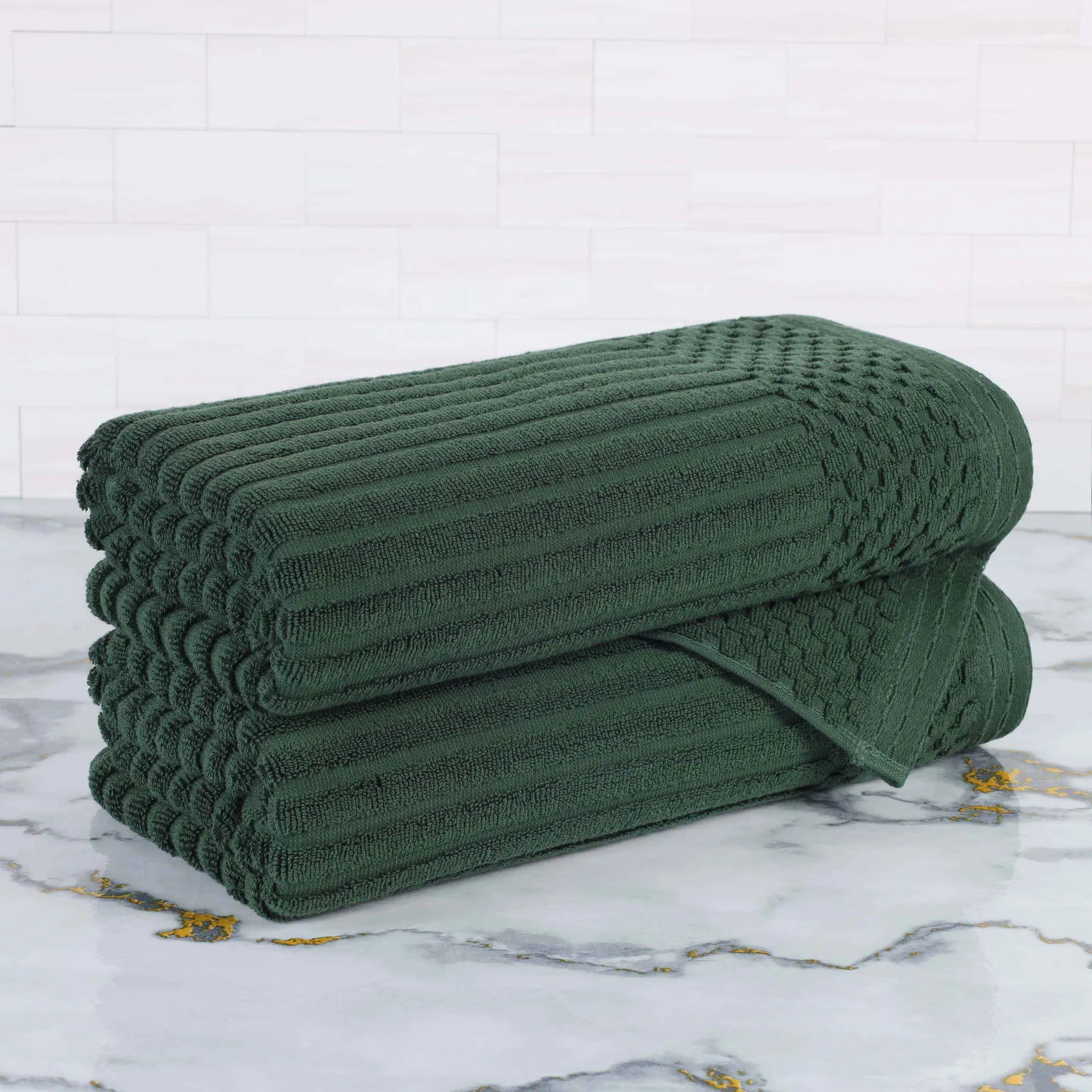 Cotton Rib Textured Ultra-Absorbent Bath Towel Set of 2