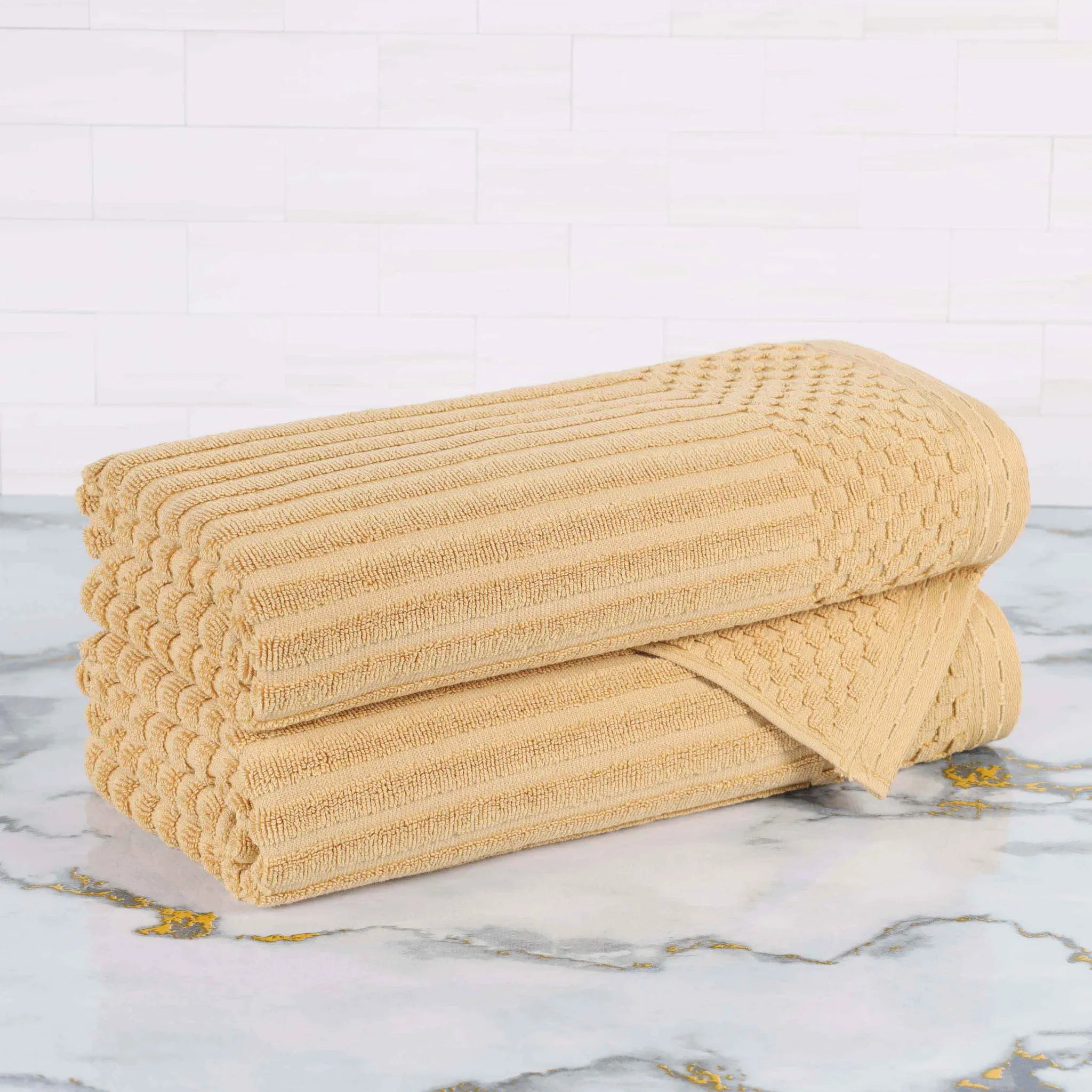 Cotton Rib Textured Ultra-Absorbent Bath Towel Set of 2