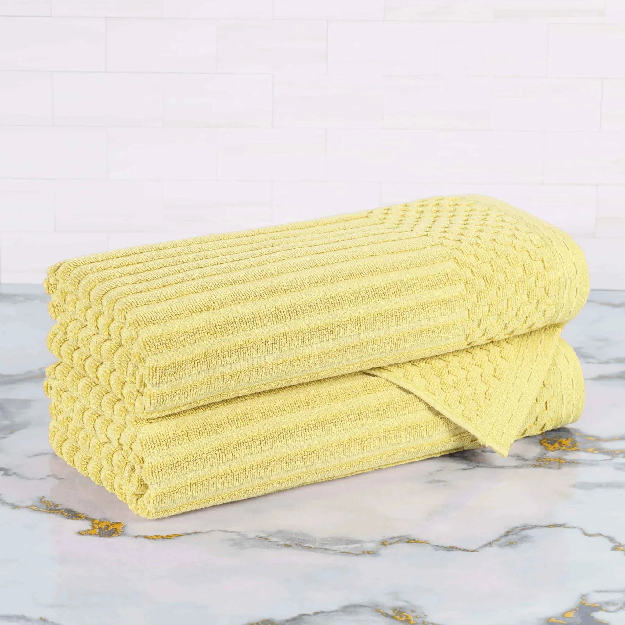 Cotton Rib Textured Ultra-Absorbent Bath Towel Set of 2