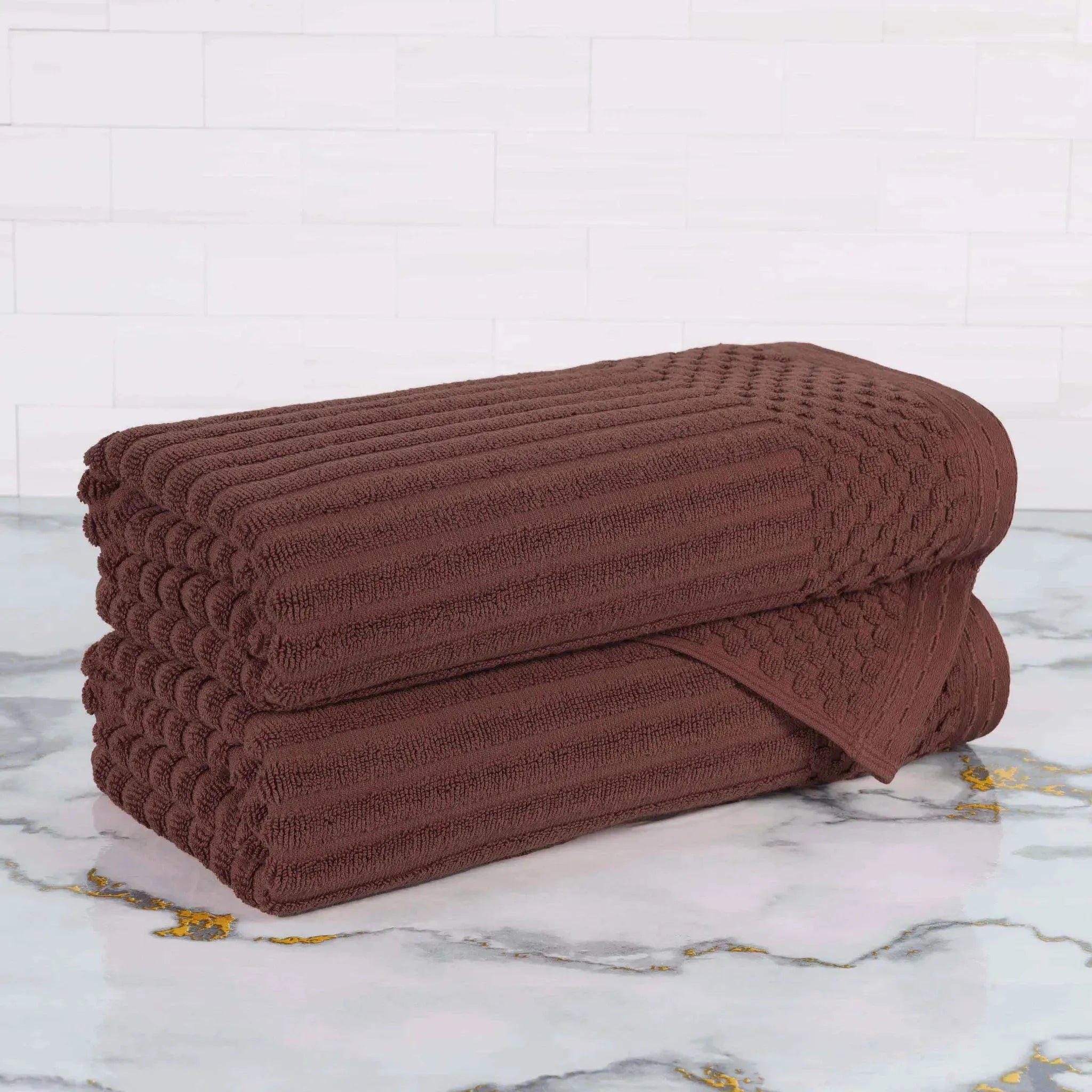 Cotton Rib Textured Ultra-Absorbent Bath Towel Set of 2