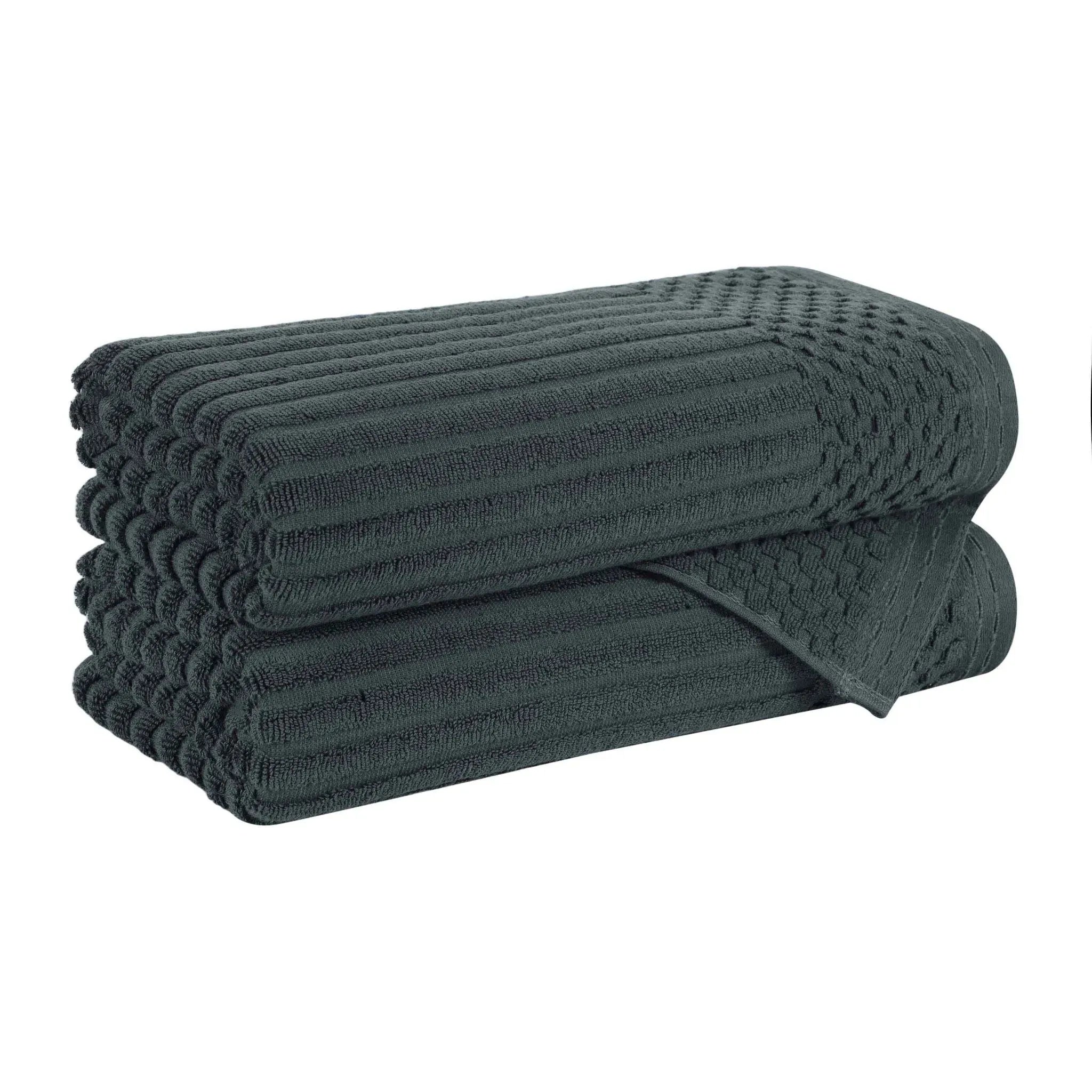 Cotton Rib Textured Ultra-Absorbent Bath Towel Set of 2