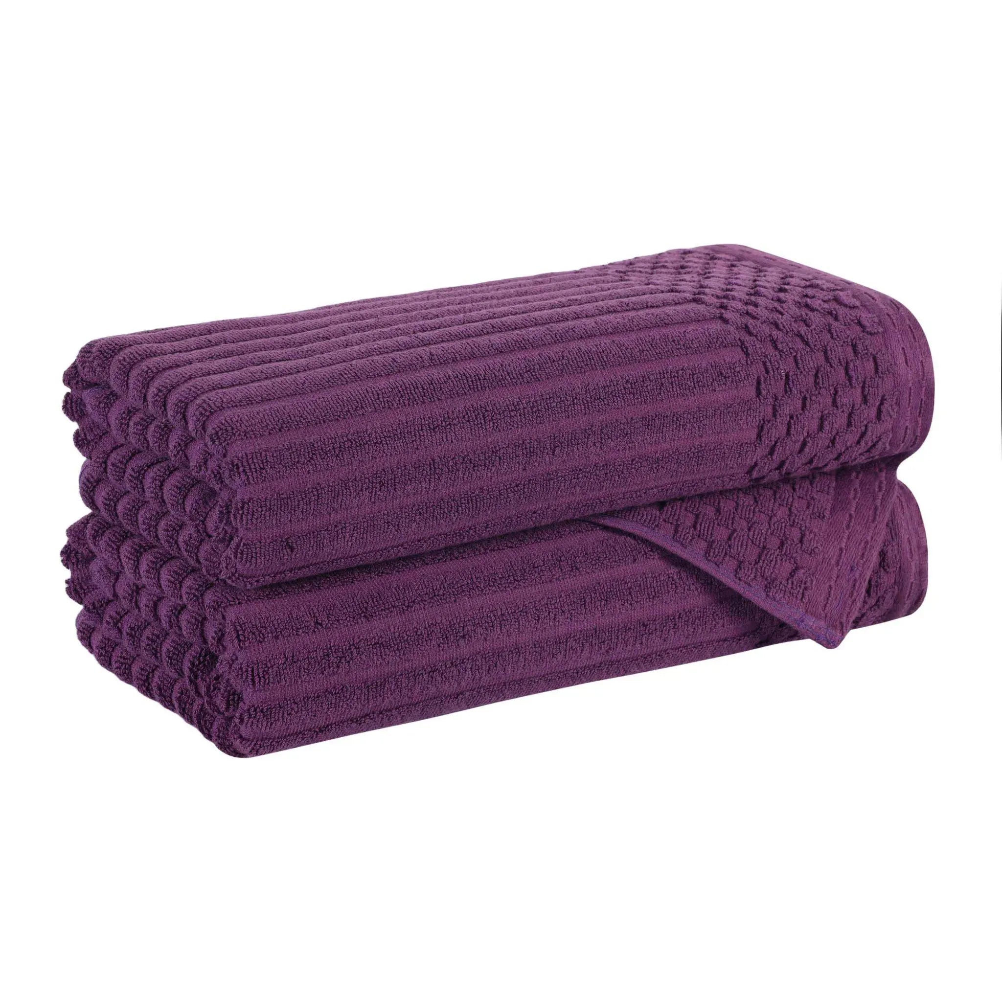 Cotton Rib Textured Ultra-Absorbent Bath Towel Set of 2